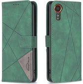 BINFEN Geometric Book Case - Geschikt voor Samsung Galaxy Xcover 7 Hoesje - Groen