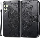 Coverup Vlinder Book Case - Geschikt voor Samsung Galaxy A25 Hoesje - Zwart
