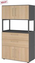 FlexWall | 4 OH | 2x deuren + laden + frame | met verstelbare poten - Grafiet/Eiken