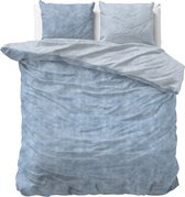 Warme Flanel Dekbedovertrek Uni Blauw | 200x200/220 | Comfortabel En Zacht | Ideaal Tegen De Kou