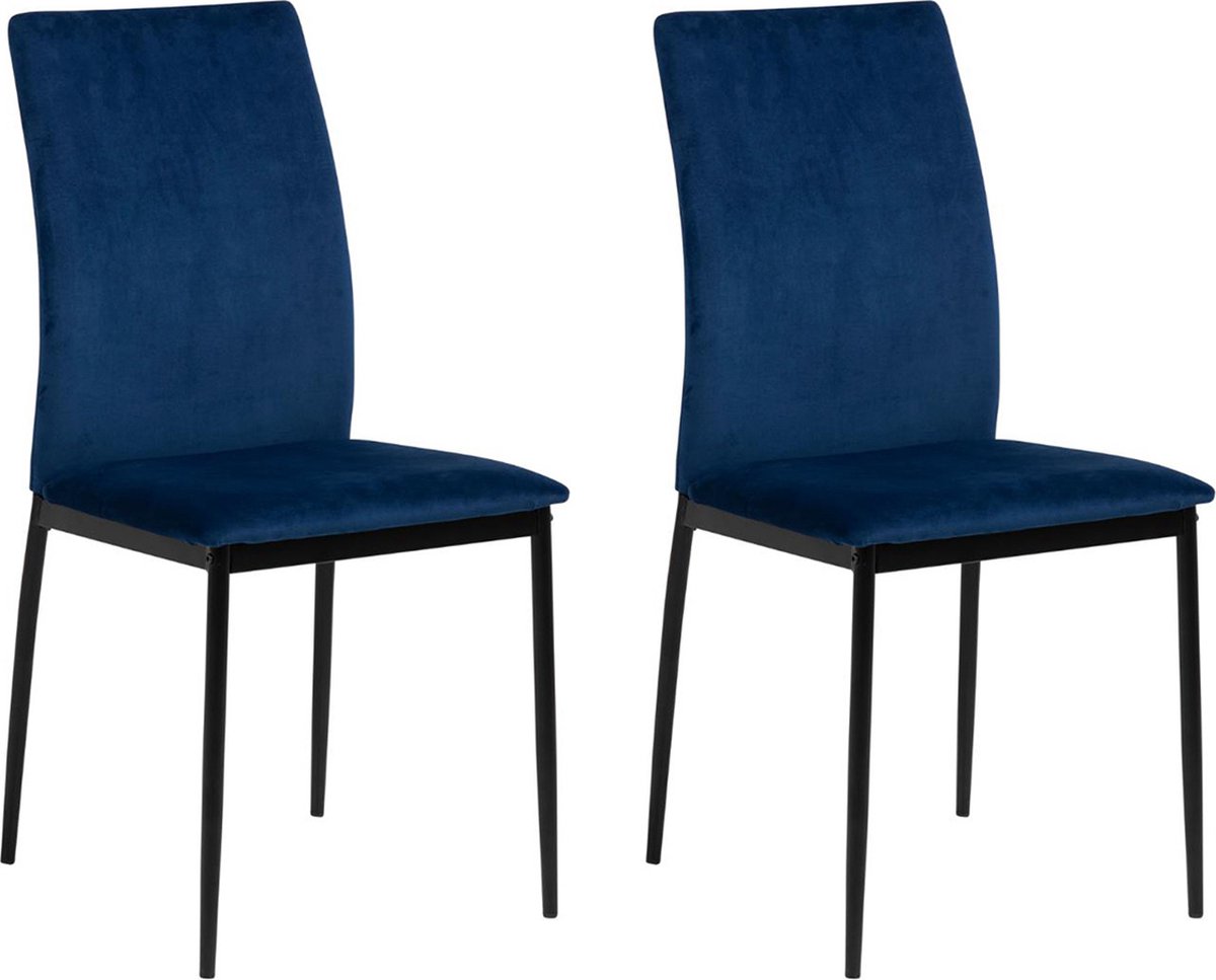 Giga Living Eetkamerstoel Grondal - Donkerblauw - Zithoogte 48,5cm - Set van 4