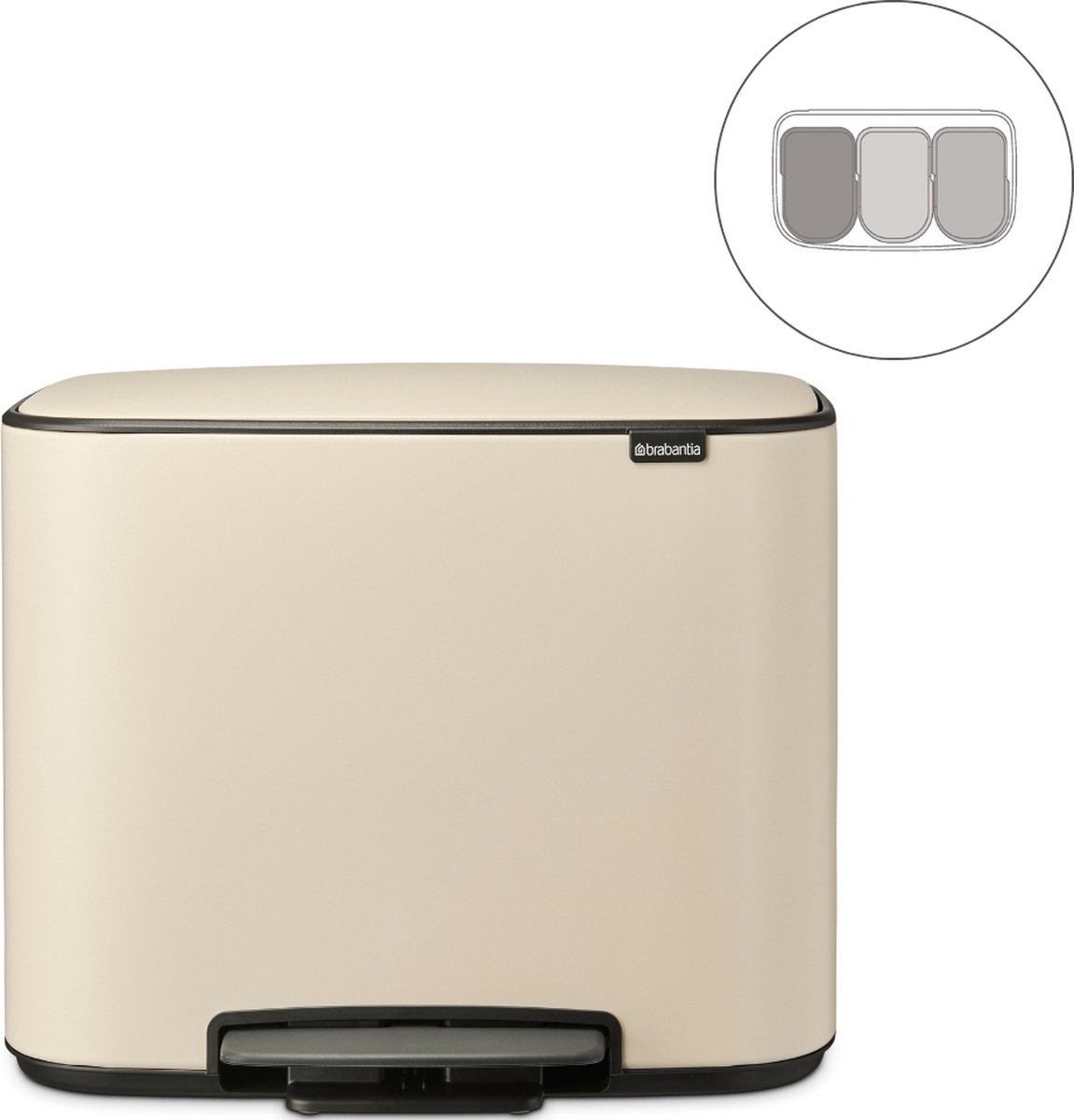 Goedkoopste Brabantia Bo Prullenbak - 3 x 11 liter - Afvalscheiding - Soft Beige