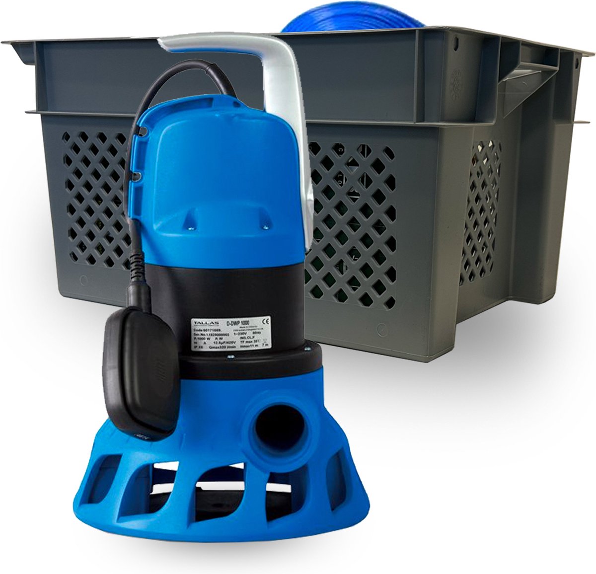 Tallas D-DWP 1000 met krat en afvoerslang 25 meter
