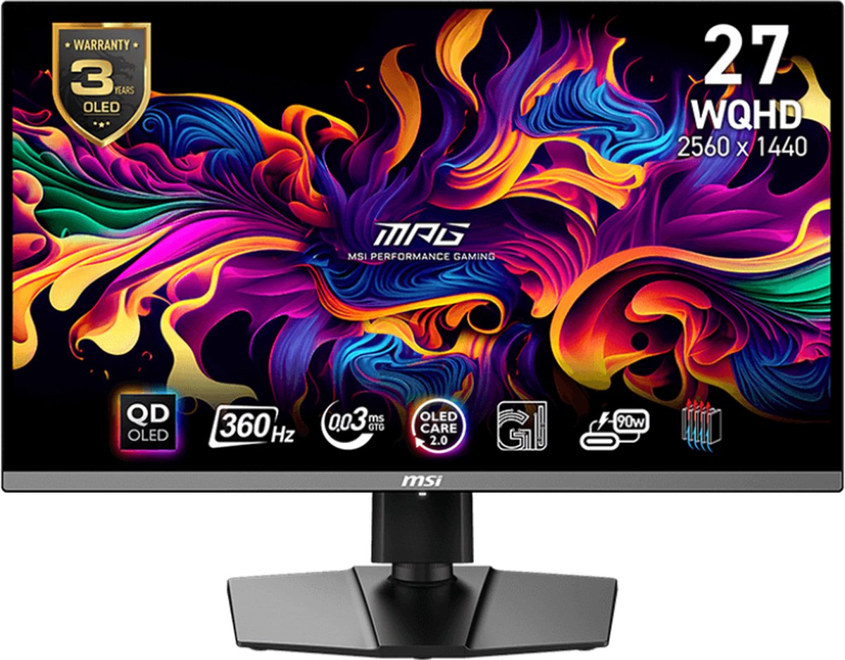 MSI MPG 271QRX QD-OLED - 27 inch - 2560 x 1440 (Quad HD) - 0.03 ms - 360 Hz