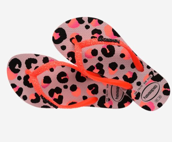 Havaianas KIDS SLIM GLITTER TRENDY - Zwart/Oranje - Maat 33/34 - Unisex Slippers