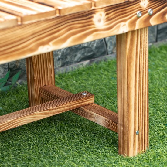 Outsunny Tuinbank 2-zits zitbank houten bank tuinmeubelen massief hout naturel 1,1 m 84B-362 - Outsunny