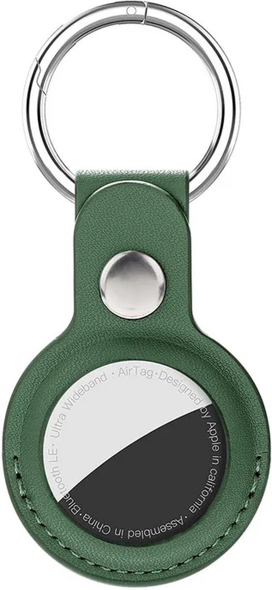 Hoesje voor de Apple AirTag Sleutelhanger in het Groen - Leer - AirTag- Olaf - Groen – Sleutelhanger