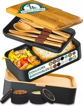 UMAMI Bento Lunchbox - Premium, BPA-Vrij: 2 Containers, Bestek & Sauspotje - Geschikt voor Magnetron/Vaatwasser/Vriezer - Perfect voor Volwassenen & Kinderen
