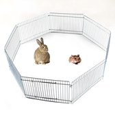 QProductz Clapier à lapins pour l'extérieur - Cage à rongeurs 8 pièces - Enclos à Rongeurs pour l'intérieur et l'extérieur - 84 x 84 x 23 cm - Argent