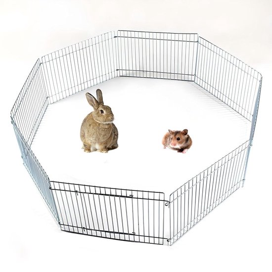 PawHut Park voor buiten, konijnenkooi, 220 x 85 x 103 cm, stalen frame met 2 afsluitbare deuren en zonneklep, dakbescherming, geschikt voor cavia's, schildpadden, kippen, knaagdieren, groen