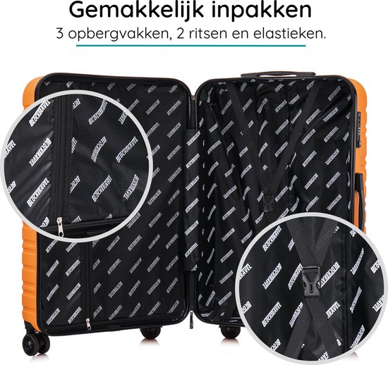 Valise de voyage BlockTravel L à double roulettes 95 litres - serrure TSA intégrée - légère - orange