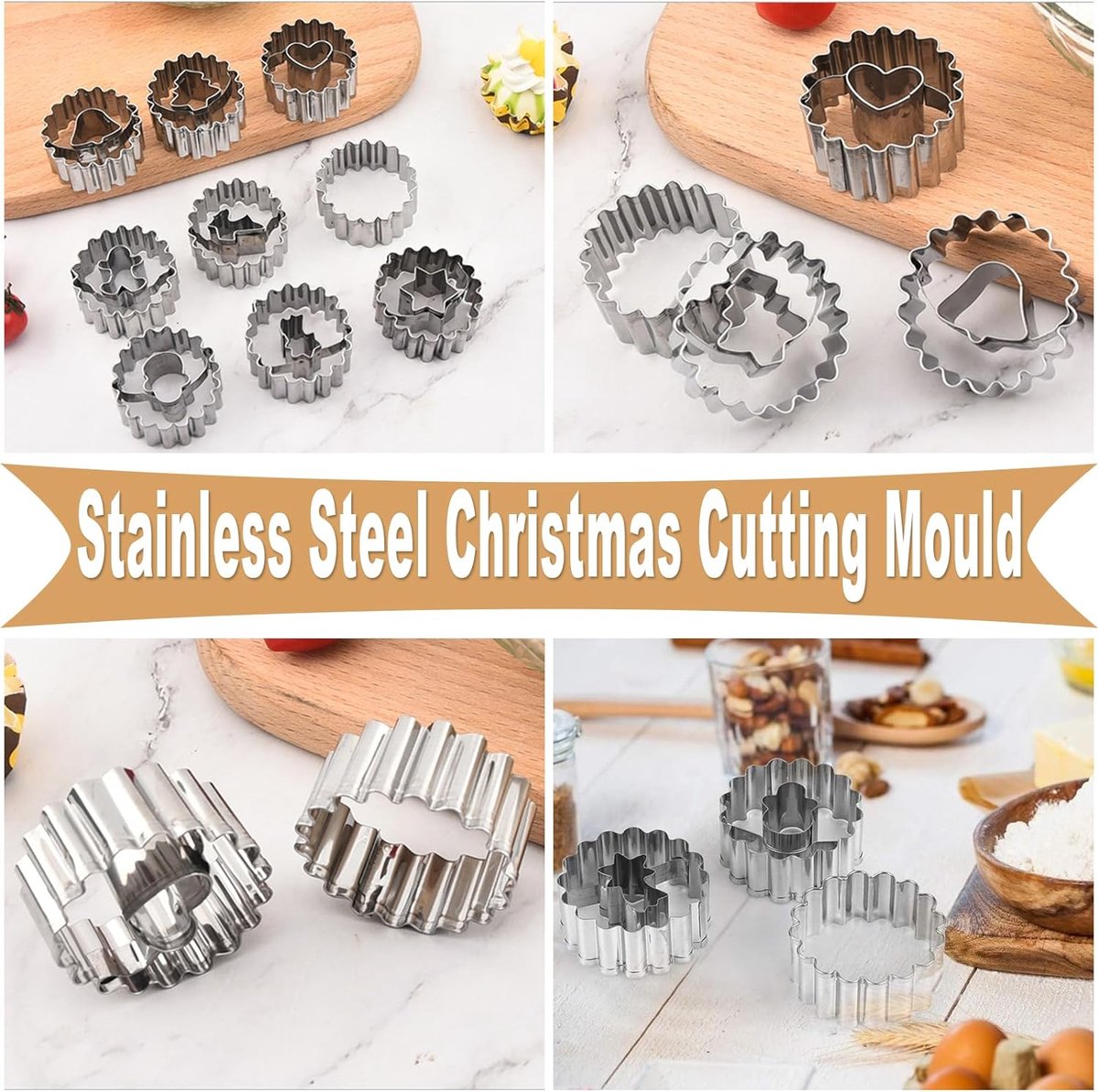 9 stuks uitsteekvormpjes voor Kerstmis kleine uitsteekvormen voor Kerstmis Linzer uitsteekvormpjes Kerstmis van roestvrij staal puntige buben set voor koekjes fondant