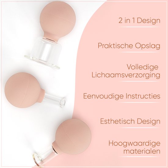 Crystallove Glass Facial Cupping Set set massagehulpmiddelen voor Gezicht, Hals en Decolleté