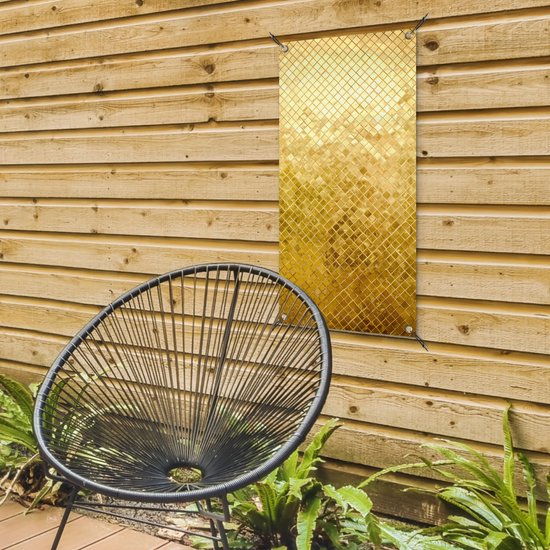 Tuinposter Goud - Design - Abstract - 40x80 cm - Wanddecoratie Buiten - Tuinposter - Tuindoek - Schuttingposter - Tuinschilderij