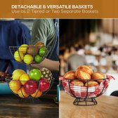 Fruitschaal met 2 niveaus - Farmhouse Wire Basket van | Fruitmand met twee niveaus voor de keuken om groenten, brood en meer op te slaan | Gelaagde fruitmand voor aanrecht of opknoping | Metalen draadmanden