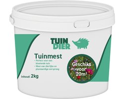Tuinmest | TUIN-DIER® | Tuinmest korrels | Tuinmest organisch | Tuinmeststof | Tuin meststof | Tuinvoeding korrels | 100% natuurlijk | In handige bewaaremmer | 2.000 gram | 2 kilogram