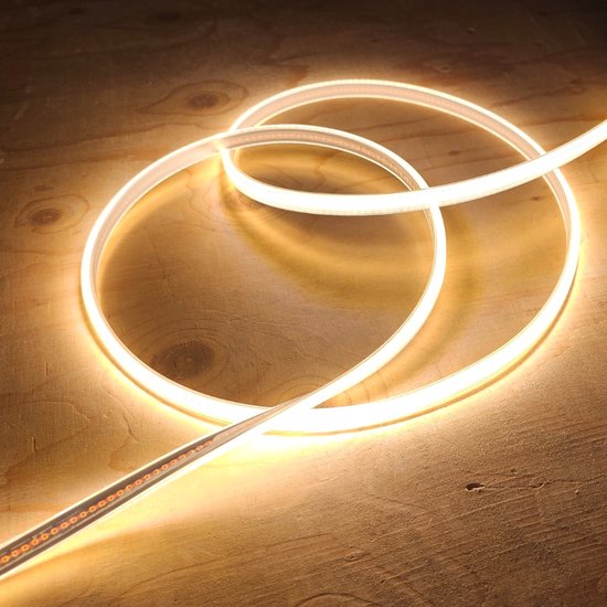 BRIMETI COB LED Neon Ledstrip 10M 220V Wit 6000K 120LEDS/M IP65 Waterdicht Flexibel LED Strip Buiten Lichtstrip met Netsnoer Schakelaar voor Interieur Slaapkamer Binnen Tuin Feest
