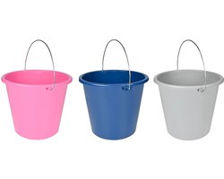 Benson Kunststof emmer - 5 liter - kleurenmix - metalen hendel - per stuk