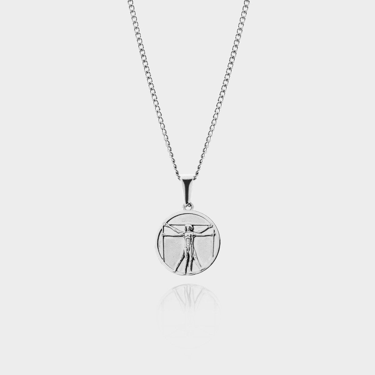 Vitruvius Hanger Ketting - Zilveren Ketting - 50 cm lang - Ketting Heren met Hanger - Griekse Mythen - Olympus Jewelry