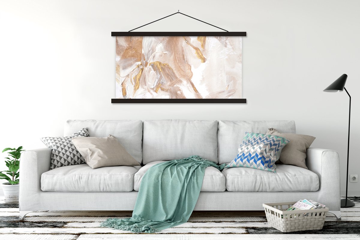 Posterhanger incl. Poster 150x75 cm - Schoolplaat - Verf - Goud - Glitter - Textielposter 
