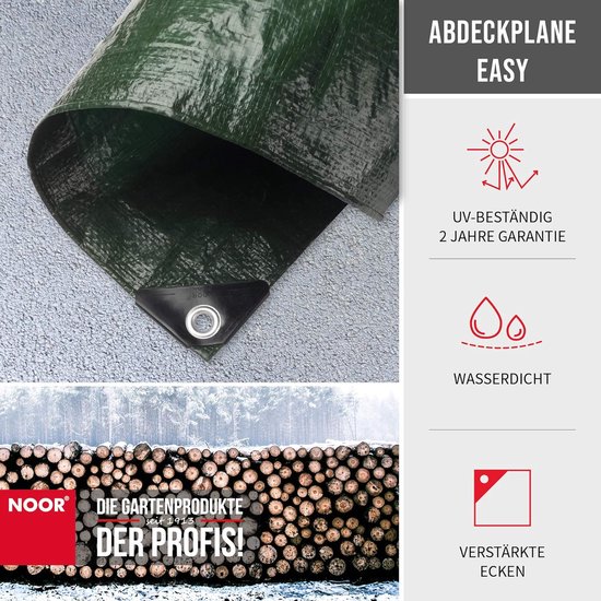 Afdekzeil, zeildoek, beschermend zeil, bootzeil, tentzeil voor camping en outdoor, tuin, waterdicht, met ringen, verschillende maten en kleuren, 8 x 14 m, 140 g/m², groen