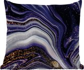 Sierkussen - Marbre - Violet - Luxe - Aspect marbre - Glitter - 60x60 cm - Résistant aux intempéries