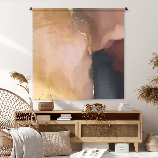 Tenture murale - Tissu mural - Abstrait - Peinture - Pastel - 120x120 cm - Tapisserie