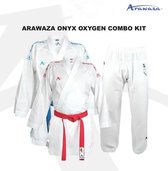 Arawaza kumite-karatepak Onyx Oxygen | set | WKF-approved | Blauw / Rood (Maat: 150)