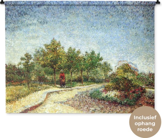 Foto: Wandkleed vincent van gogh 2 laan in het park voyer d argenson in asni res schilderij van vincent van gogh wandkleed katoen 120x90 cm wandtapijt met foto