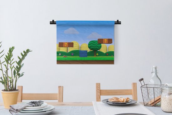 Tapisserie - Tissu mural - Gaming - Mario - Paysage - 60x45 cm - Tapisserie