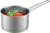 Steelpan inductie 16 cm - roestvrij stalen kookpan met steel klein - 2 l - melkpan - voor alle warmtebronnen