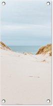 Tuinposter Zee achter de duinen - 30x60 cm - Tuindoek - Buitenposter