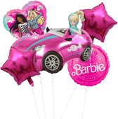 Barbie folieballonnen pakket 5 stuks - Roze - Auto - Feest - Prinses - Hart