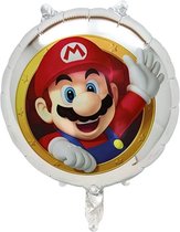 Super Mario folieballon rond - Zilver - Versiering - Feest - Stoer - Super Mario zwaait