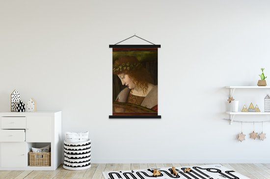 Posterhanger incl. Poster 120x180 cm - Schoolplaat - Narcissus - Leonardo da Vinci - Textielposter - Zwarte latten