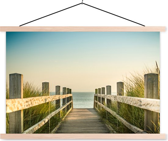 Support pour affiches avec affiche 120 x 80 cm - Affiche scolaire - Clôture - Chemin - Mer - Affiche textile - Lattes vierges