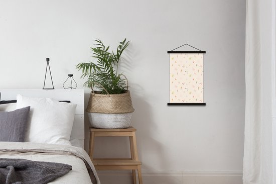 Support pour affiches avec affiche 40x60 cm - Affiche scolaire - Fleurs - Pastel - Plantes - Affiche textile - Lattes noires