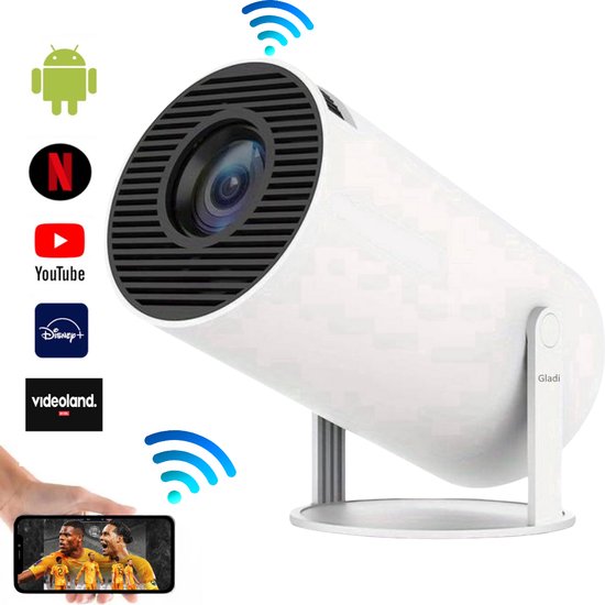 Ultieme draagbare wifi 6 mini beamer 4k/200 ansi projector streamen - hy300 - bt 5. 0 - android - home cinema - beamers