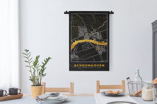 Tapisserie murale - Carte - Or - Plan de ville - Schoonhoven - 60x90 cm - Tapisserie