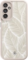 Casimoda® hoesje - Geschikt voor Samsung Galaxy A14 5G - Palmy Leaves Beige - Zwart TPU Backcover - Natuur - Bruin/beige