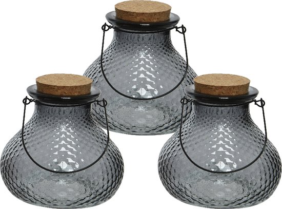 Attrape Decoris /piège à guêpes Decoris - set 3x - verre - gris - D14 x H13 cm