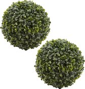 Everlands Buxus bol kunstplanten - 2x stuks - klein - D22 cm - groen - kunststof