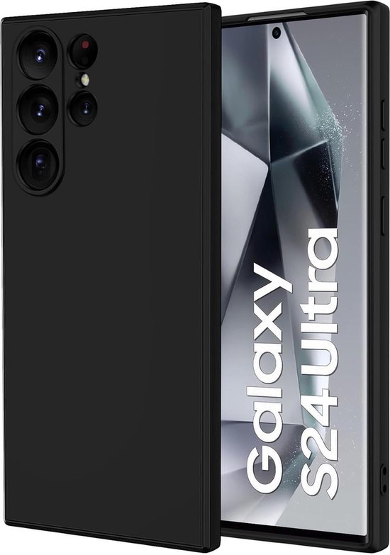 Geschikt voor Samsung Galaxy S24 ultra Hoesje - Siliconen - S24 Ultra Hoesje Zwart Siliconen Case