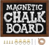 Magnetisch krijtbord met houten frame, schrijven met krijt, voor verticaal of horizontaal ophangen, magneetverzamelplank, met henneptouw om op te hangen, 30 x 40 cm