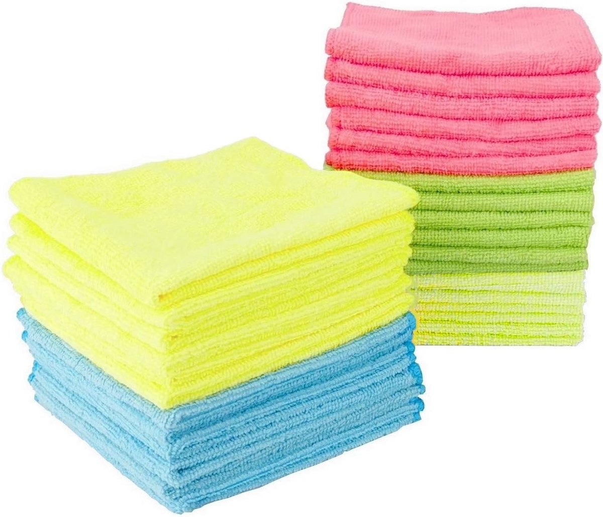 Goedkoopste Microvezeldoeken, microvezel reinigingsdoeken, microvezeldoek, doek, multifunctionele doeken, microvezel, blauw, geel, roze, groen, paars, 40 x 40 cm