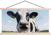 Posterhanger incl. Poster 120x60 cm - Schoolplaat - Koe - Weiland - Natuur - Dieren - Gras - Textielposter - Blanke latten