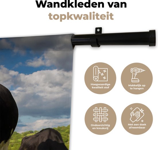 Tapisserie murale - Toile murale - Vaches - Animaux - Herbe - Prairie - Ferme - 90x90 cm - Tapisserie