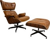 Lounge Chair met hocker - XL - Cognac - Fauteuil - Stoel - Meubi - Palissander - Set