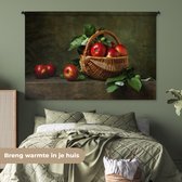 Wandkleed - Wanddoek - Rustiek - Appel - Fruit - Rood - Mand - Stilleven - 180x120 cm - Wandtapijt