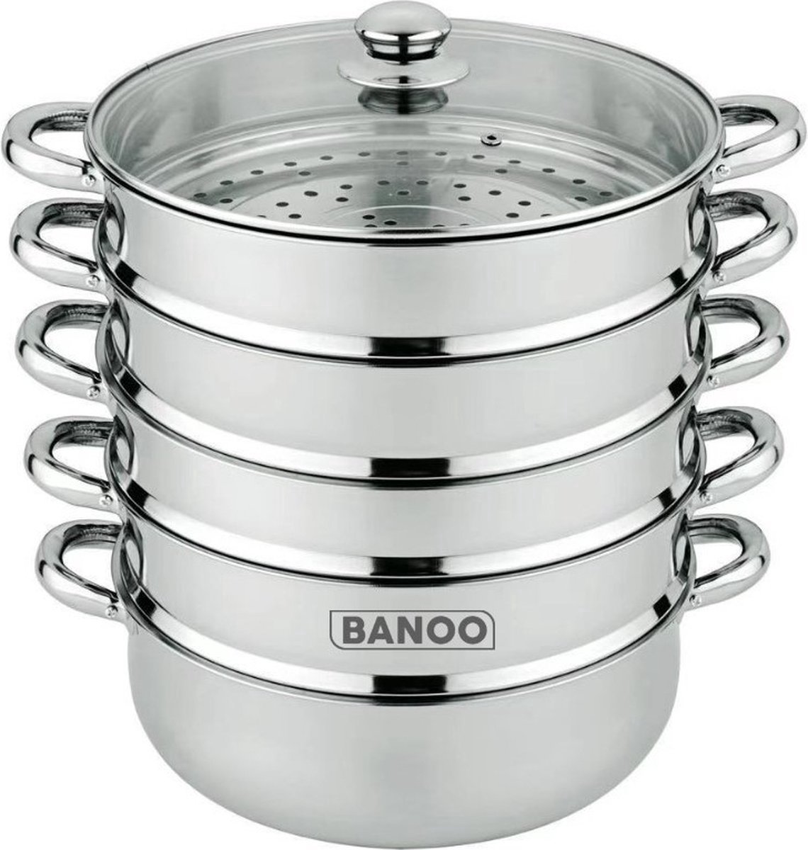 Bol.com steam cooker Mantowarka 38 CM XXL Set made of stainless steel with metal handles Stainless steel, health at the highest ... aanbieding